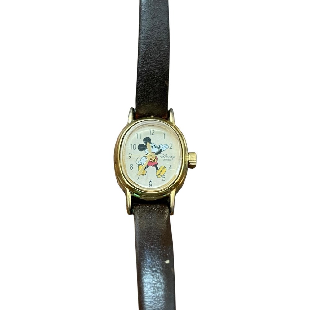 Vintage Disney Time Works Mickey Mouse Women's Watch Japan Movement Gold Tone